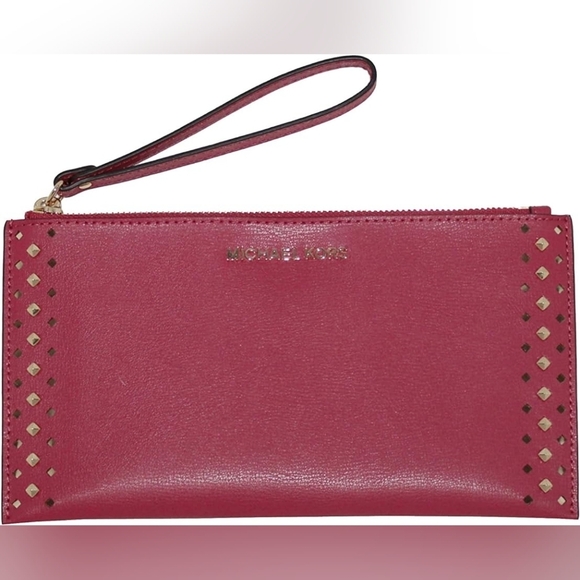 MICHAEL Michael Kors Women's Jet Set Travel Leather Zip Clutch Lipstik - Picture 1 of 5